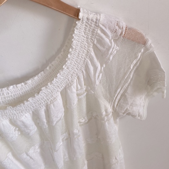Time and Tru Boho Off Shoulder Eyelet Embroidered White Blouse, Size XL (16-18) - Picture 2 of 5